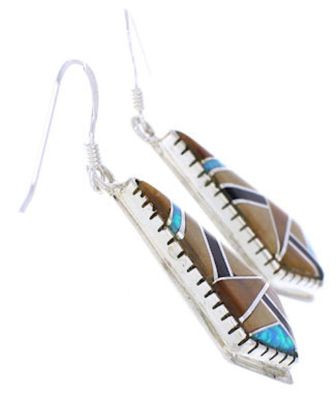 Silver Multicolor Inlay Hook Dangle Earrings FX31324