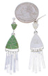 Southwest Silver Turquoise Inlay Post Dangle Earrings FX31329