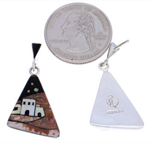 Multicolor Native American Pueblo Design Earrings FX31340