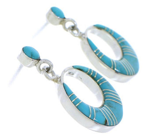 Southwestern Turquoise Sterling Silver Post Dangle Earrings PX24152