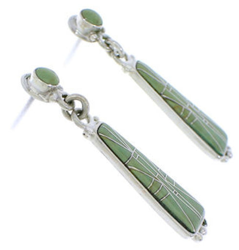 Southwest Turquoise Inlay Post Dangle Earrings PX24166