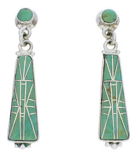 Turquoise Silver Post Dangle Earrings PX24168