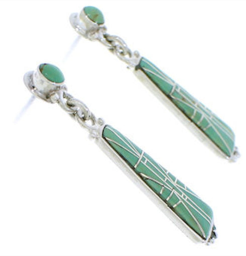 Turquoise Silver Post Dangle Earrings PX24168