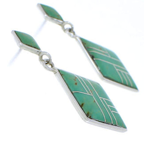 Post Dangle Turquoise Inlay and Sterling Silver Earrings PX24184