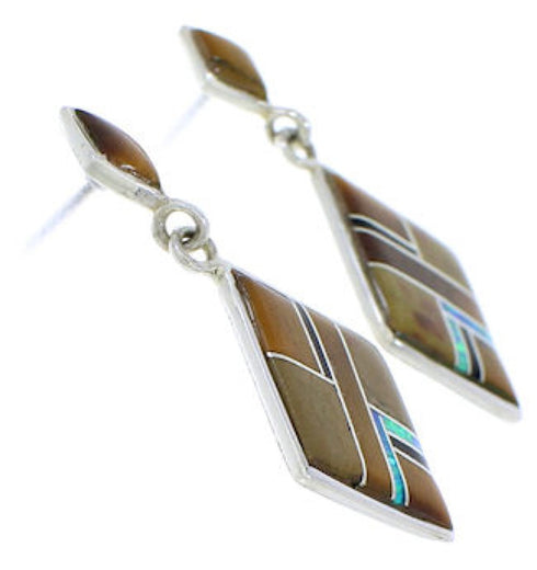 Multicolor Sterling Silver Post Dangle Earrings PX24200