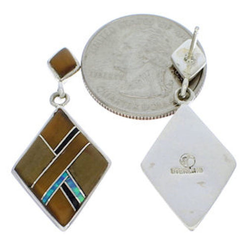 Multicolor Sterling Silver Post Dangle Earrings PX24200