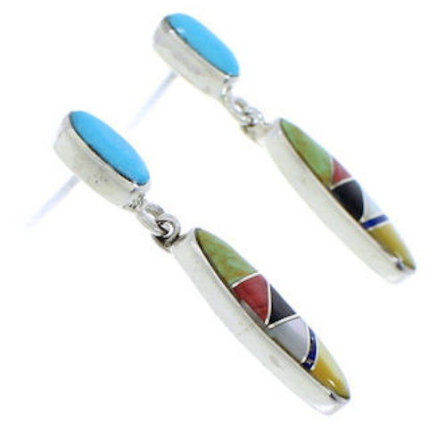 Multicolor Post Dangle Turquoise Inlay Earrings PX24215
