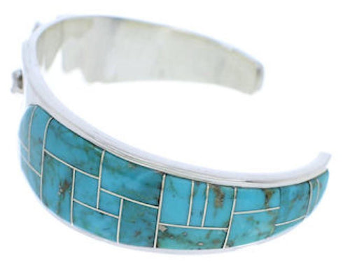 Southwest Lizard Sterling Silver Turquoise Inlay Cuff Bracelet FX27534