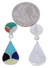 Genuine Sterling Silver And Multicolor Inlay Earrings JX23743