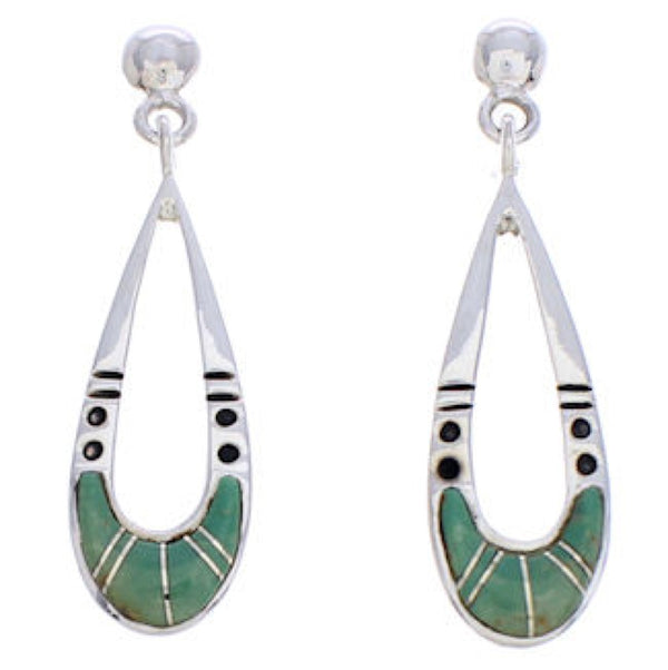 Sterling Silver Southwest Turquoise Inlay Post Dangle Earrings JX23882