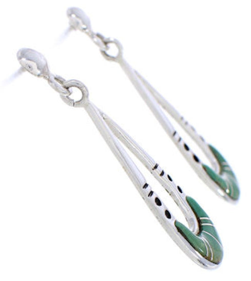 Sterling Silver Southwest Turquoise Inlay Post Dangle Earrings JX23882