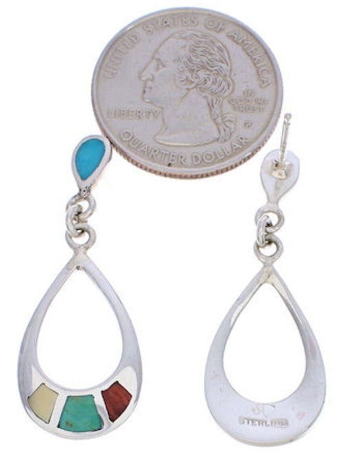 Sterling Silver Multicolor Post Earrings Southwestern Jewelry JX23900