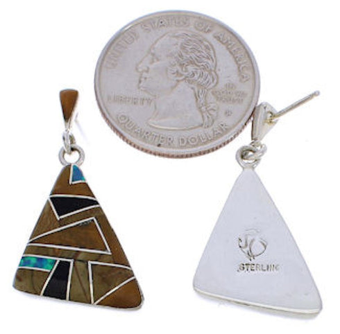 Sterling Silver Multicolor Inlay Post Dangle Earrings Jewelry JX24150