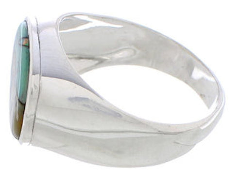 Silver Multicolor Pueblo Design Ring Size 10-3/4 PX42281