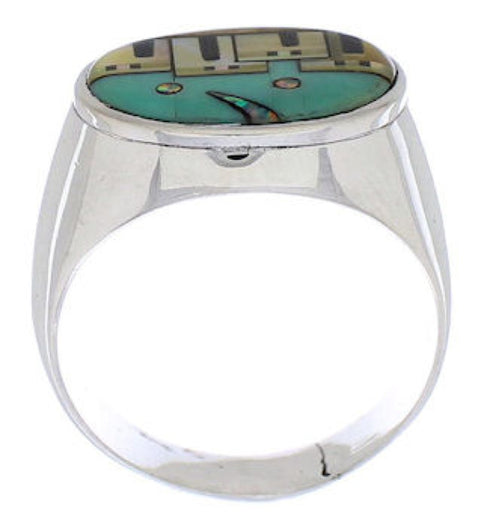Silver Multicolor Pueblo Design Ring Size 10-3/4 PX42281
