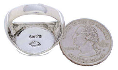 Silver Multicolor Pueblo Design Ring Size 10-3/4 PX42281