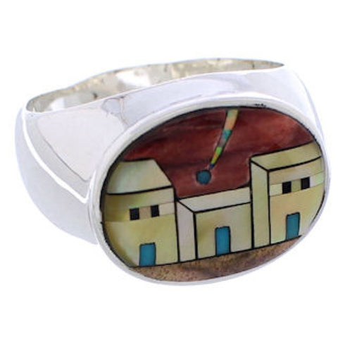 Native American Design Silver Multicolor Ring Size 11-1/2 PX42412