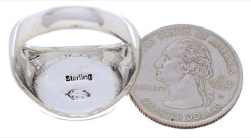 Silver Multicolor Pueblo Design Ring Size 11-1/4 PX42420