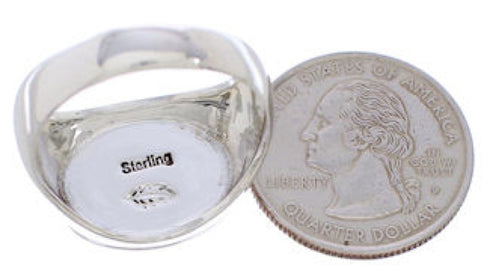 Native American Design Silver Multicolor Ring Size 10-1/4 EX44173