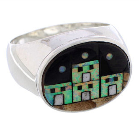Silver Native American Design Multicolor Ring Size 12-1/2 PX42452