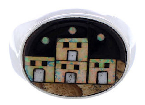 Silver Native American Design Multicolor Ring Size 9-1/2 PX42448