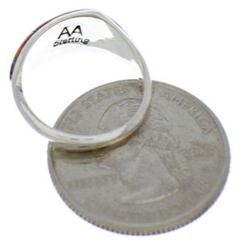 Southwest Sterling Silver Multicolor Inlay Ring Size 6 EX50453