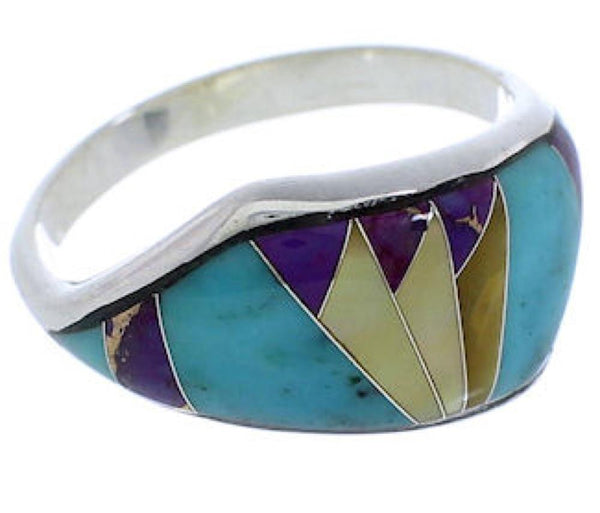 Genuine Sterling Silver Southwest Multicolor Ring Size 6-3/4 EX50496