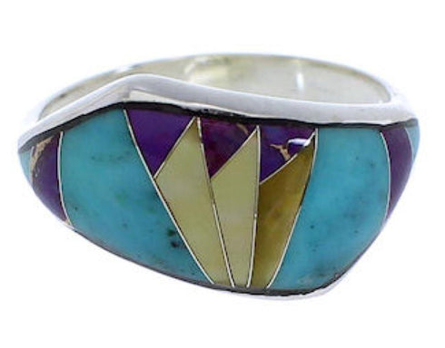 Genuine Sterling Silver Southwest Multicolor Ring Size 6-3/4 EX50496