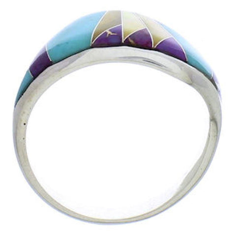 Genuine Sterling Silver Southwest Multicolor Ring Size 6-3/4 EX50496