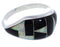 Sterling Silver Black Jade And Opal Inlay Ring Size 8-3/4 EX50532