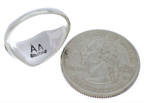 Sterling Silver Black Jade And Opal Inlay Ring Size 8-3/4 EX50532