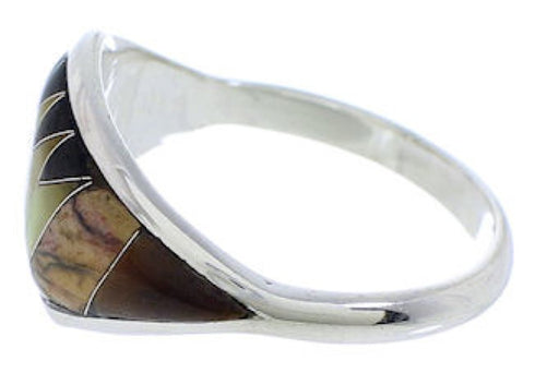 Multicolor Southwestern Sterling Silver Ring Size 8-3/4 EX50553