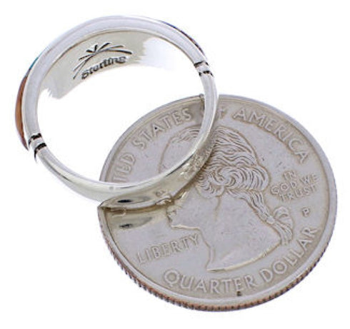 Genuine Sterling Silver Multicolor Inlay Ring Size 5-3/4 ZX35483