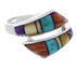 Multicolor Inlay Southwest Sterling Silver Ring Size 5-3/4 ZX35764