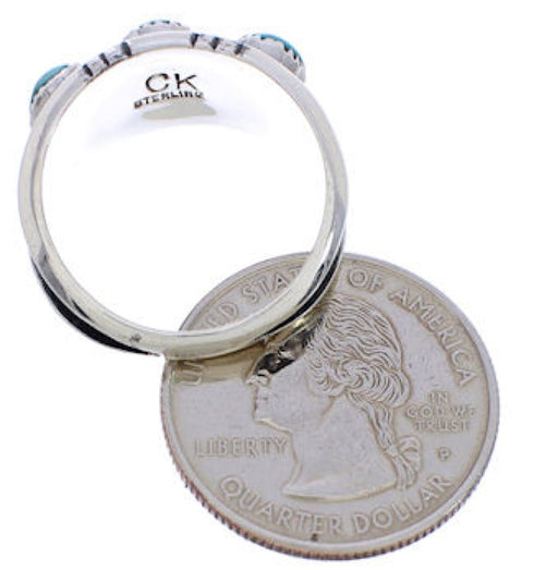 Genuine Sterling Silver Turquoise Jewelry Ring Size 6-1/2 WX36811