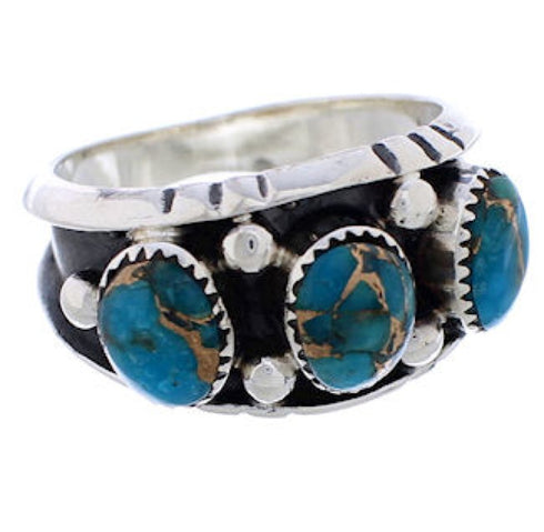Authentic Sterling Silver Southwest Turquoise Ring Size 5-3/4 WX37061