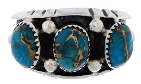 Southwestern Sterling Silver Turquoise Jewelry Ring Size 7-1/2 WX37027