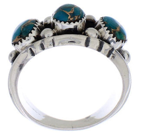 Southwestern Sterling Silver Turquoise Jewelry Ring Size 7-1/2 WX37027