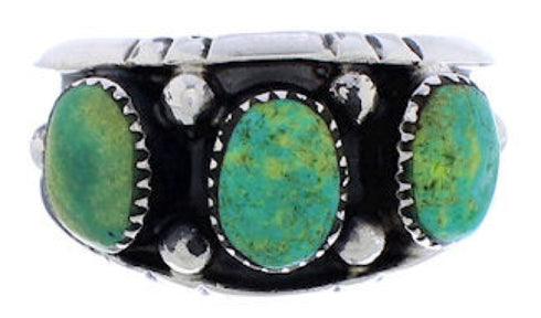 Southwest Turquoise Genuine Sterling Silver Ring Size 7-3/4 WX37096