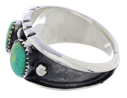 Southwest Turquoise Genuine Sterling Silver Ring Size 7-3/4 WX37096