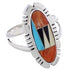 Multicolor Inlay Jewelry Sterling Silver Ring Size 6-1/2 EX21946