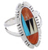 Multicolor Inlay Jewelry Sterling Silver Ring Size 6-1/2 EX21946