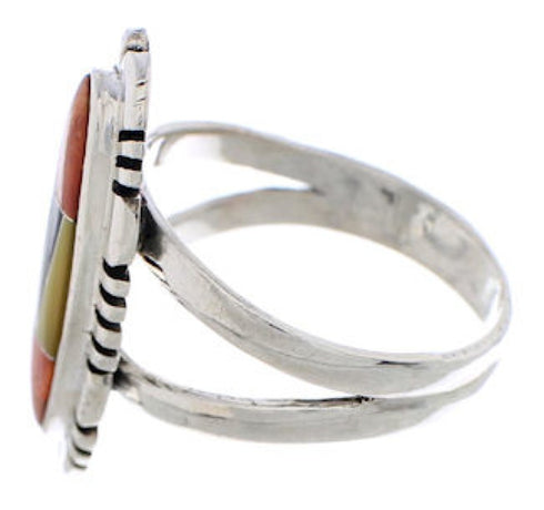 Multicolor Inlay Jewelry Sterling Silver Ring Size 6-1/2 EX21946