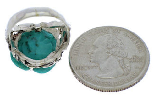 Southwest Silver Turquoise Flower Dragonfly Ring Size 5 YX89591