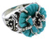 Southwestern Turquoise Silver Flower Dragonfly Ring Size 5-1/4 EX23324