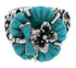 Southwestern Turquoise Silver Flower Dragonfly Ring Size 5-1/4 EX23324