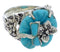 Silver Turquoise Southwestern Flower Dragonfly Ring Size 6-1/2 EX23354
