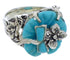 Silver Turquoise Southwestern Flower Dragonfly Ring Size 6-1/2 EX23354