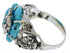 Silver Turquoise Southwestern Flower Dragonfly Ring Size 6-1/2 EX23354