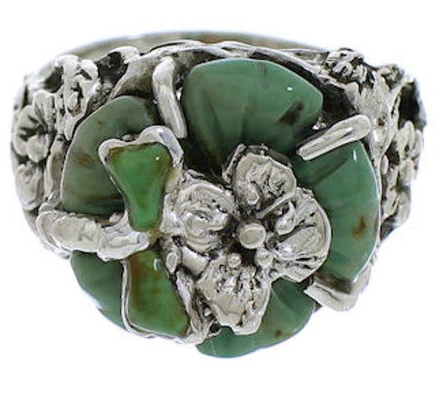 Turquoise Flower Dragonfly Silver Southwest Ring Size 4-3/4 YX89596